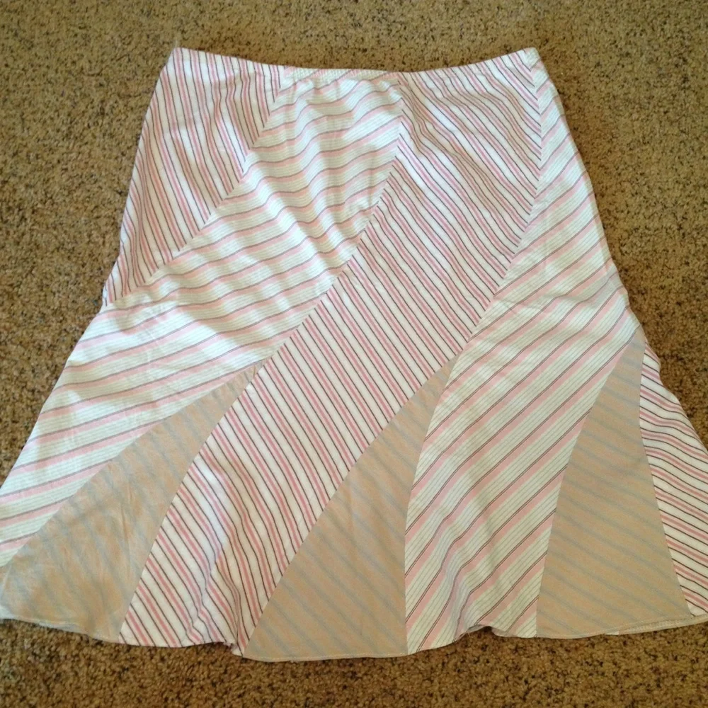 Urban Outfitters Skirt Contrasting Stripe Trumpet Skirt Pink Tan